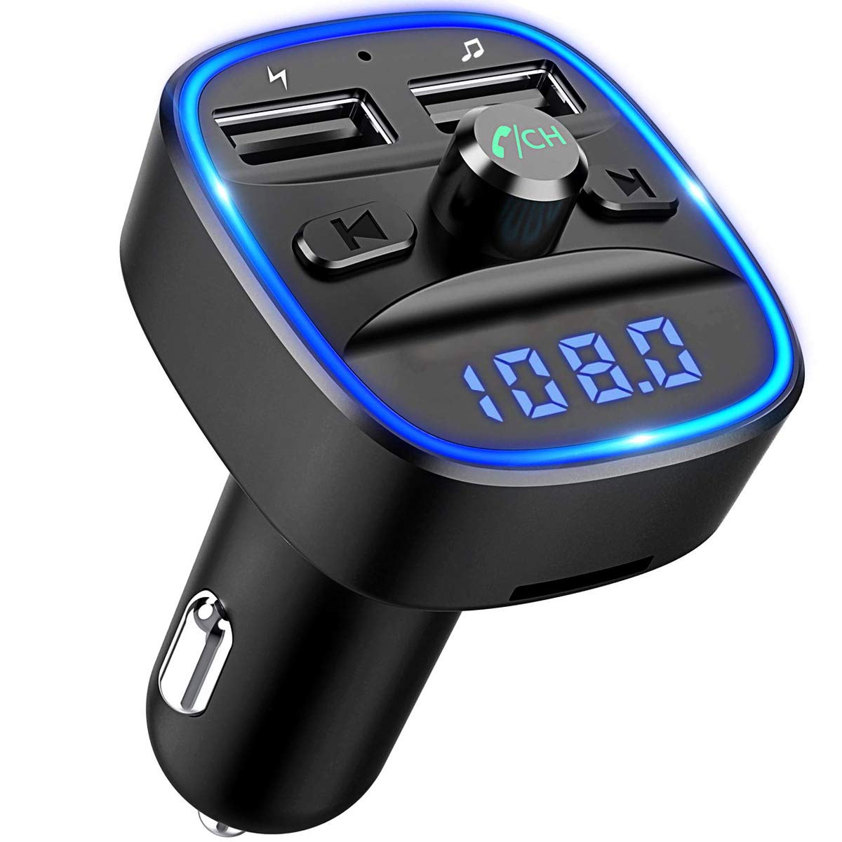 ORIA Trasmettitore Bluetooth per Auto, A 4.2, Black + Blue –