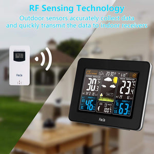 UFLIZOGH Sveglia meteorologica Digitale con sensore Esterno Interno Wireless... - Ilgrandebazar