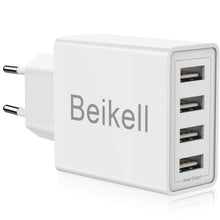 Carica l'immagine nel visualizzatore di Gallery, Caricatore USB, Beikell Caricatore USB da Muro a 4 Porte 5A / 25W con Tecnologia Smart-Adaptive di ricarica rapida