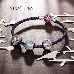 NINAQUEEN® Argento Bead Charm Amore - Fortunato Quadrifoglio Ciondolo A - Ilgrandebazar