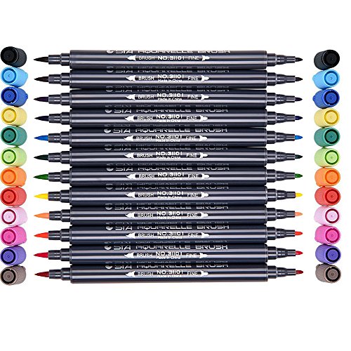 Beupro Set Pennarelli Acquerello, 12 a Colori Doppia Punta per... - Ilgrandebazar