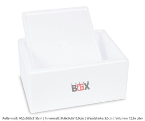 Scatola termoisolante in polistirolo, da 40 x 30 x 21 cm e 12,24 litri - Ilgrandebazar