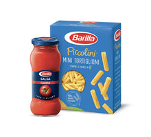 Carica l'immagine nel visualizzatore di Gallery, Barilla Pasta Mini Tortiglioni Piccolini + Sugo Salsa Classica, con Pomodoro e Olio Extra Vergine di Oliva