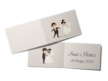 Carica l&#39;immagine nel visualizzatore di Gallery, 110 Bigliettini Bomboniera Matrimonio Nozze Caricatura Sposi