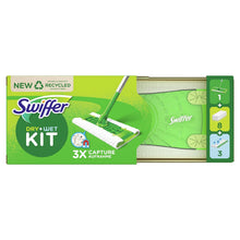 Carica l'immagine nel visualizzatore di Gallery, Swiffer Lavapavimenti Cattura Polvere Dry&amp;Wet, 1 Scopa, 8 Panni Asciutti, 3 Panni Umidi, Cattura e Intrappola Polvere e Peli, Rimuove Sporco e Batteri, per Tutti I Tipi di Pavimenti, Starter Kit