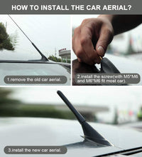 Carica l&#39;immagine nel visualizzatore di Gallery, AOBETAK, Antenna autoradio corta universale per auto, 2,5&quot;, mini radio per auto, accesso FM/AM M5 M6, nero, 6,5 cm