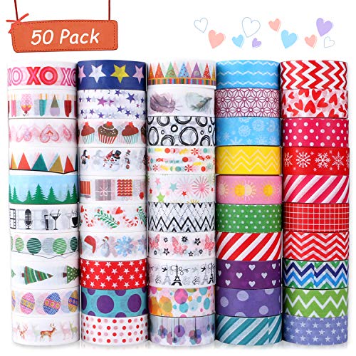Nastro Carta Adesivo Colorato,Buluri 50 Rotoli Nastri Colorati Natale - Ilgrandebazar