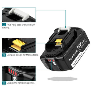 Powayup BL1850B Sostituzione per Makita Batteria 18V 5.0Ah BL1850 5.0Ah, Nero