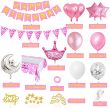Carica l'immagine nel visualizzatore di Gallery, Decorazioni per Feste di Compleanno con Cake Topper DIY, Happy Birthday Banner di Buon Compleanno, Rosa Palloncini con Coriandoli con Lettere, per Ragazza Compleanno Decorazioni Feste