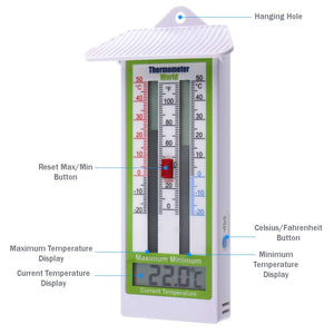 Termometro digitale massimo-minimo per serra, giardino, al chiuso o... - Ilgrandebazar