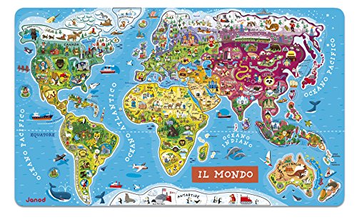 Janod- Puzzle di Legno Il Mondo Magnetico, 92 Pezzi, Versione Italiana,... - Ilgrandebazar