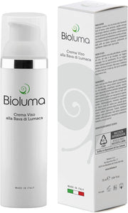Bioluma Bava di Lumaca Crema Viso 75ml Idratante Nutriente Antiage con Acido Ialuronico Collagene Vitamine Pelle Secca Grassa Normale Mista Coadiuvante Trattamento Antirughe Uomo Donna Made in Italy