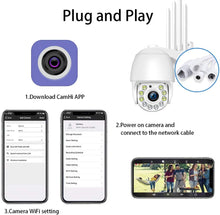 Carica l'immagine nel visualizzatore di Gallery, 1080P Videocamera sorveglianza Wi-Fi, Aottom Telecamera di Sorveglianza WiFi da Esterno e Interno, Movimento Allarme, Messaggio Push, 40M Visione Notturna, Audio a 2 Vie, APP CamHi per SD Card