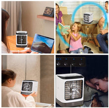 Carica l'immagine nel visualizzatore di Gallery, GOLDGE Mini Raffreddatore D'aria USB Condizionatore Portatili, Evaporativo Purificatore Umidificatore con 480 ml, Air Cooler con 3 Velocità del Vento Regolabili, per Casa Ufficio Viaggi