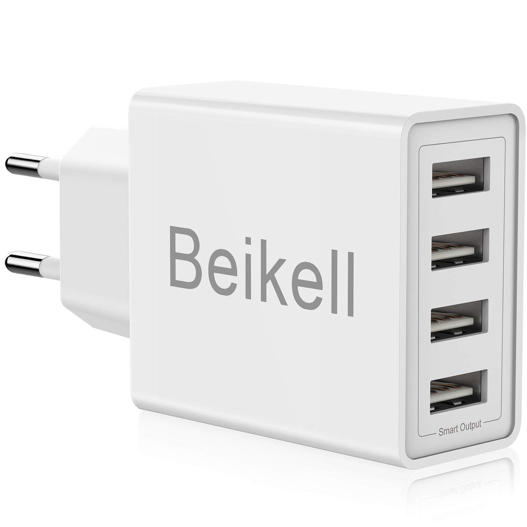Beikell Caricatore USB, USB da Muro a 4 Porte 5A / 25W con... - Ilgrandebazar