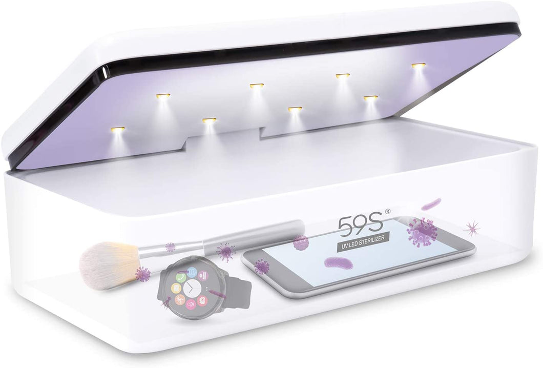 Sterilizzatore UV Professionale, 59S Sterizzatore UV Scatola LED con 8 Perline Lampada Sterilizzazione Rapida 99,9%, Adatto per Cellulari, Occhiali, Estetica, Strum S2