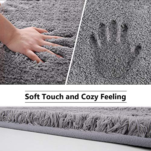 GONICVIN Bathroom Rug 70x120cm Fluffy Microfiber Absorbent Non-Slip Machine Washable Bath Mat for Bathtub, Shower and Bathroom (Grey GONICVIN Bathroom Rug 70x120cm Fluffy Microfiber Absorbent Non-Slip Machine Washable Bath Mat for Bathtub, Shower and Bathroom (Grey