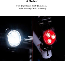 Carica l&#39;immagine nel visualizzatore di Gallery, AMANKA Luci per Bicicletta, Set Luce Bici LED Light con 5V/2A Caricabatterie, 400LM, Luci Bici LED di Avvertimento Set Fari Posteriori Combinazioni