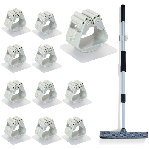 Portascope da Muro Adesivo Forte, Senza Viti Mop Scopa Titolare Grigio