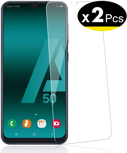 NEW'C 2 Pezzi, Vetro Temperato per Samsung Galaxy A50 (SM-A505F), Pellicola Prottetiva Anti Graffio, Anti-Impronte, Senza Bolle, Durezza 9H, 0,33mm Ultra Trasparente, Ultra Resistente