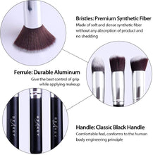 Carica l&#39;immagine nel visualizzatore di Gallery, Pennelli Make Up BEAKEY Premium synthetic pennelli trucco fondazione cipria fard, ombretto, Set di pennelli make up, kit con spugnetta e Brush Egg (10 + 2 pezzi, nero/argento)