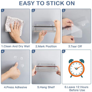 Avoalre Adesiva Mensola per Doccia Bagno con Ganci Rimovibile Nessuna Perforazione Acciaio Inossidabile 304 per la Cucina WC, – 2 Pezzi, Colore Argento