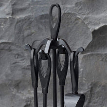 Carica l&#39;immagine nel visualizzatore di Gallery, Set di Strumenti per Caminetti 5 Pezzi, Porta Attrezzi, Paletta, Black - Ilgrandebazar