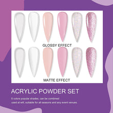Carica l&#39;immagine nel visualizzatore di Gallery, Vrenmol - Set di polvere acrilica in 6 colori acrilici, set professionale per unghie in polimero glitterato acrilico per l&#39;estensione delle unghie e design 3D, senza bisogno di lampada per unghie