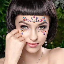 Carica l'immagine nel visualizzatore di Gallery, WOWOSS 4 Pezzi Viso Gemme, Adesivi Strass per Trucco Tatuaggi...