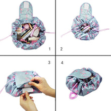 Carica l'immagine nel visualizzatore di Gallery, Borsa per il trucco con coulisse pigra Borsa per cosmetici da viaggio grande portatile Borsa per cosmetici da viaggio Custodia per il trucco per donna Ragazza (Fenicottero) Flamingo