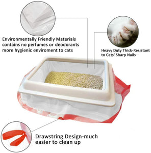 Sacchetti Lettiera Gatto Borsa con 1 Confezioni da (30 Sacchetti), 91.5×45 cm, Adatto a Servizi Igienici di Grandi e Medie Dimensioni, Borsa per Rifiuti Animali Extra 1 Rotolo (15 Sacchetti)
