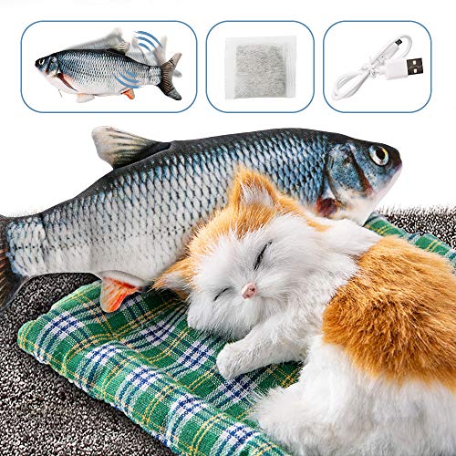 DazSpirit Giocattolo per Pesci in Movimento Gatto - Catnip Incluso, nero