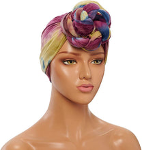 Carica l'immagine nel visualizzatore di Gallery, DRESHOW 5 Pezzi Donne Africana Turbante Sciarpa Avvolge Testa Boho Turbante Elastico Annodato Berretto Pre-annodato Berretto Chemio Cappello 1pcs (Navy Blue+burgundy)