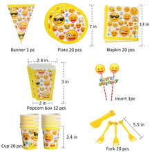 Carica l&#39;immagine nel visualizzatore di Gallery, Amycute Set da 94 Pezzi di Emoji Decorazioni, Piatti, tovaglioli, Posate... - Ilgrandebazar