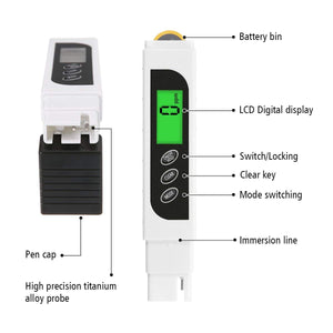 ASUN 3 in1 Digital TDS+EC+Misuratore di Temperatura e PH Meter,Digital... - Ilgrandebazar