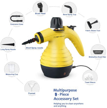 Carica l'immagine nel visualizzatore di Gallery, Pulitore Vapore, Pulitore a Vapore Portatile Multiusi con 9 Accessori per Rimuoverea le Macchi da Pavimena, Moqueta, Tena, Seggiolini Auto, Cucini, Bagni e Altro