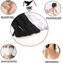 Carica l'immagine nel visualizzatore di Gallery, dac Elastico per Cucito 10 M o 5 M Elastico Piatto per Mascherine Bianco Nero 5 mm Piatto Fatto in Italia (10 Metri Bianco)