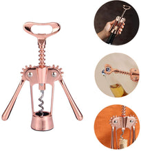 Carica l'immagine nel visualizzatore di Gallery, OMZGXGOD Cavatappi in Oro Rosa, Cavatappi Multifunzione Alato, Apribottiglie di Alta qualità dal Design Moderno - Apribottiglie per Vino e Birra - Regalo per Vino - Idea Regalo Speciale