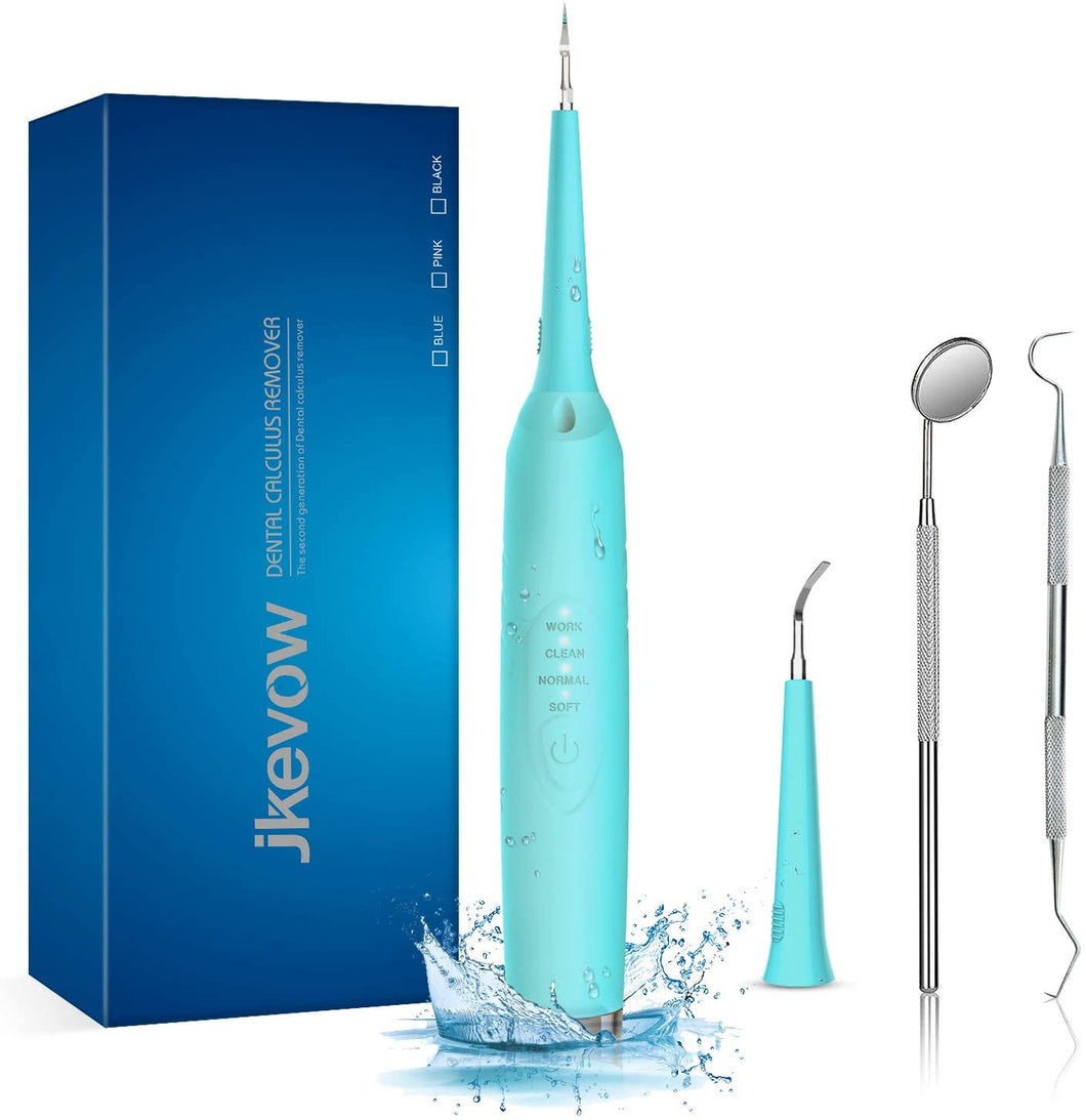 Jkevow Pulizia Denti Dentale Tartaro Rimozione Pulisci Acciaio Pulizia Dentale Sbiancamento dei Denti kit 2 Teste (Blu)