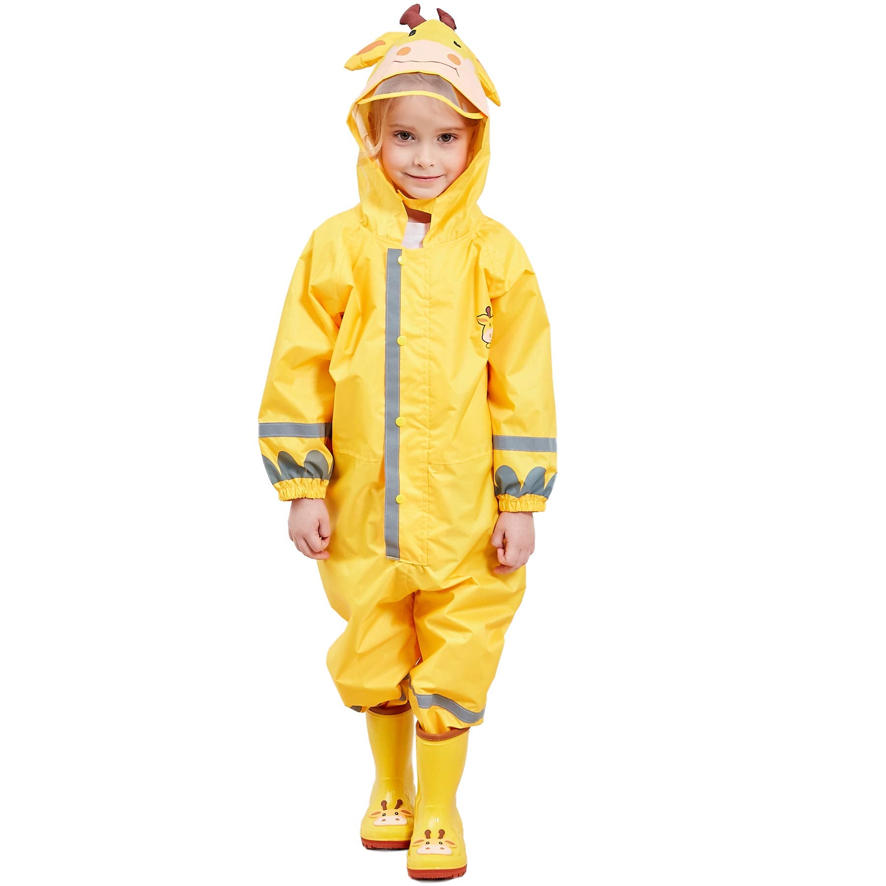 LIVACASA Unisex Tuta Impermeabile Bambino Poncho Antipioggia Bambina Con Cappuccio Leggero Con Stampato Per Bambini 1 7 Anni Bluauto Marca S 1 3 Anni Statura 75 90cm - Foto 7