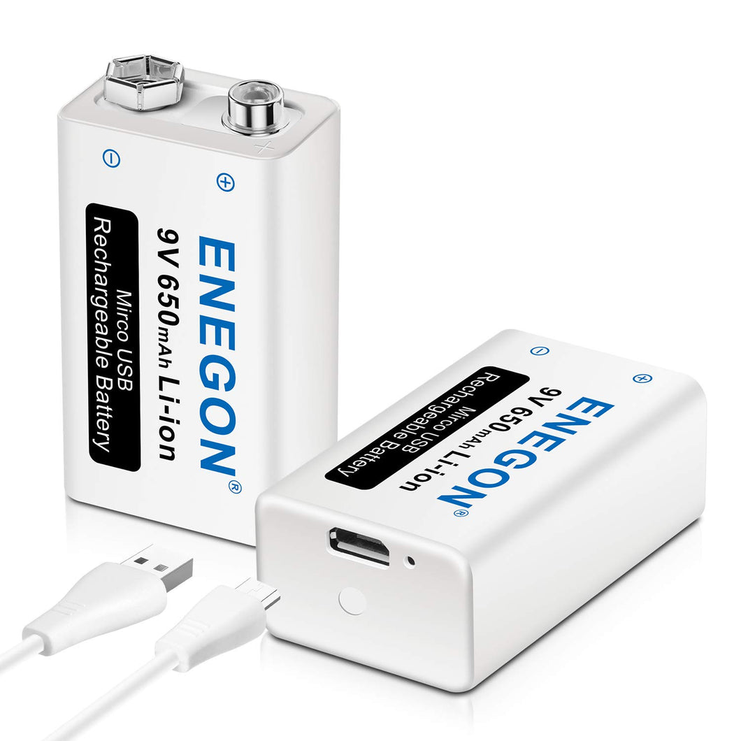 ENEGON 9V USB Dirette Batteria 659mAh 2 & Cavo di ricarica - Ilgrandebazar