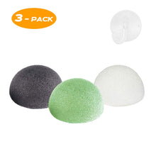 Carica l&#39;immagine nel visualizzatore di Gallery, Konjac Spugna Viso,100% Naturale (Set di 3) per esfoliazione e pulizia... - Ilgrandebazar