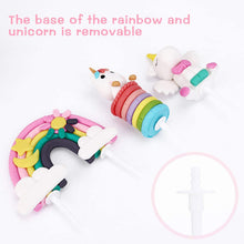 Carica l&#39;immagine nel visualizzatore di Gallery, Hotelvs Decorazioni Torta Unicorno Kit, Cake Topper Compleanno Arcobaleno Palloncino Happy Birthday Banner Decorazioni per Ragazzi Ragazze Bambin