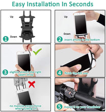 Carica l&#39;immagine nel visualizzatore di Gallery, Bovon Porta Cellulare Bici, Supporto Bici Smartphone, Manubrio Universale Bici Moto MTB per Tutti Gli Smartphone e Dispositivi Elettronici 4.5-6.5 Pollici (Nero)