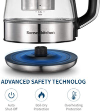 Carica l&#39;immagine nel visualizzatore di Gallery, Bollitore Elettrico in vetro, Bosenkitchen 1.7L Impostazione della temperatura (40 ℃ -100 ℃) Bollitore con filtro rimovibile, funzione di mantenimento del calore e protezione contro il ,BPA Free 2200w