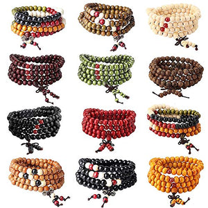 YADOCA 8MM 12 Pezzi Gioielli Braccialetto di Legno per Uomo Donne Bracciali... - Ilgrandebazar