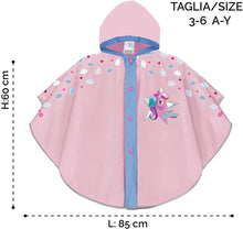 Carica l&#39;immagine nel visualizzatore di Gallery, PERLETTI Mantellina Pioggia Bambina Unicorno Rosa - Poncho Antipioggia Baby Unicorn con Cappuccio e Bottoni - Kway Bimba per Bambine con Nuvolette - Impermeabile Taglia 3 4 5 6 Anni Rosa 3-6 anni