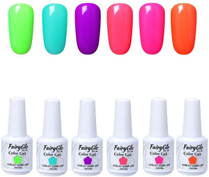 Smalto Semipermanente Smalto per Unghie in Gel UV LED 6pcs Kit Manicure Semipermanente Smalti Gel per Unghie Soak Off 15ml di Fairyglo - G15602