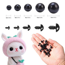 Carica l'immagine nel visualizzatore di Gallery, 100 occhi di sicurezza per animali all'uncinetto, occhi a bottone in plastica, per bambole, peluche e orsacchiotti, fai da te, 6-12 mm