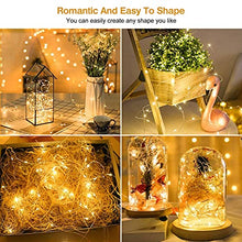 Carica l&#39;immagine nel visualizzatore di Gallery, Luci LED a Batteria, 2 x 12M Lucine LED Decorative, 120 LED Luci Stringa Impermeabile Esterno Interno Luci LED Stringa per Parete Camera Balcone Giardino Natale Feste Matrimonio - Bianco Caldo